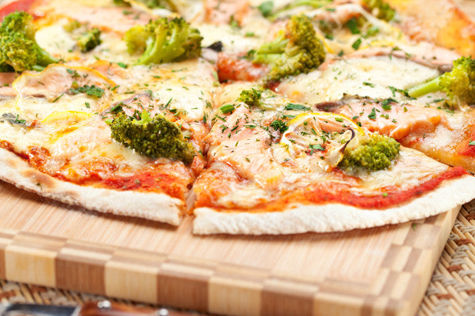 Caramelized Onion, Goat Cheese & Broccoli Pizza